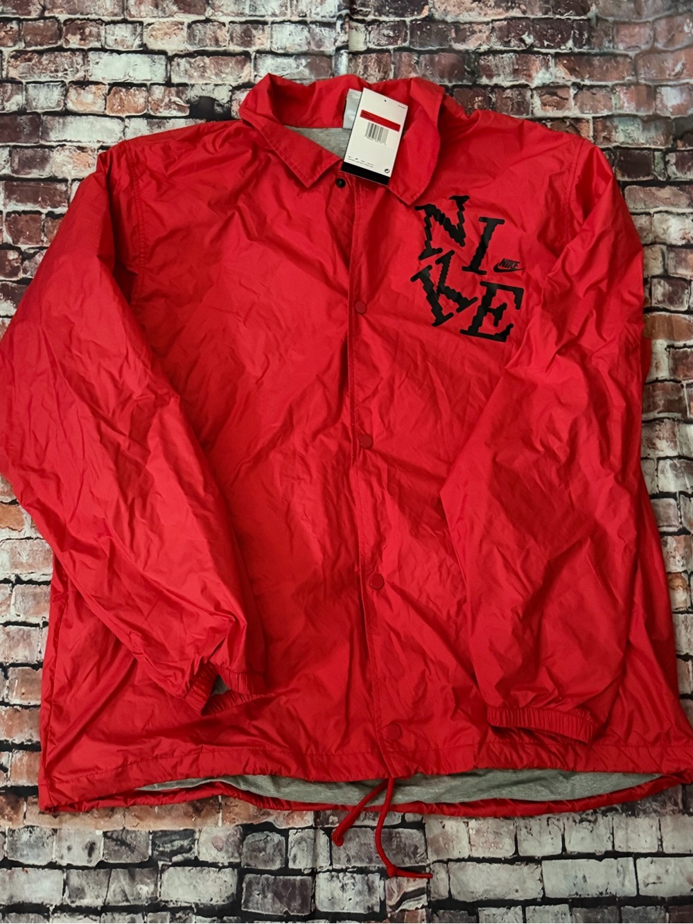 Nike Red Coaches Windbreaker Jacket with Black Logo